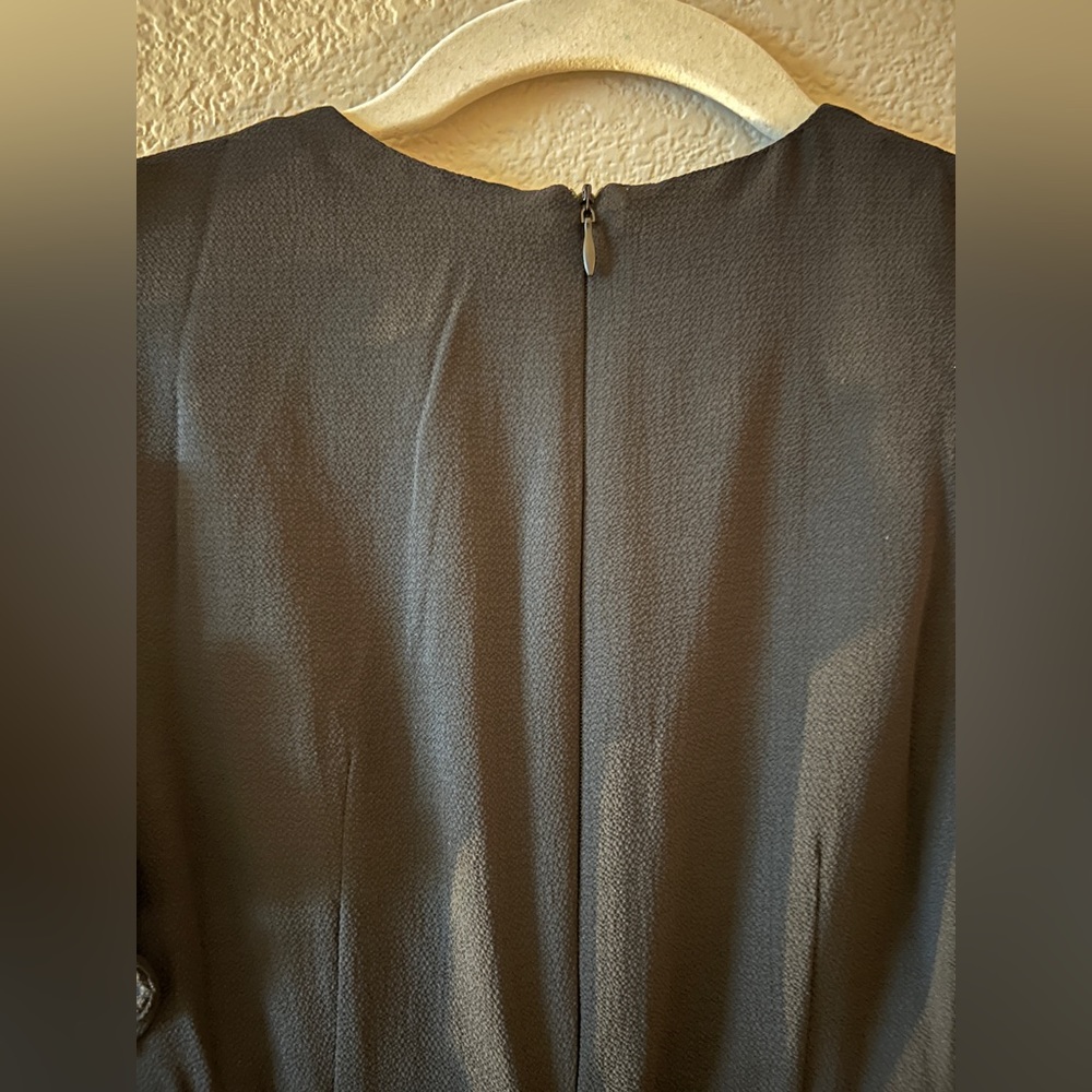 Maggy London Sleeveless Ruffled-Shoulders Midi Black Dress Size 2 - Picture 9 of 13